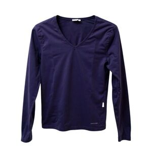 Hamnett (Katherine Hamnett) navy cotton Lycra v-neck long sleeve top Small